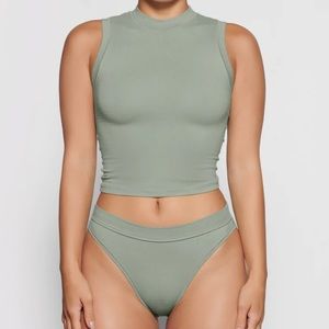 Skims Cotton Jersey Mock Neck Tank